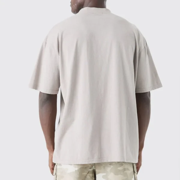 200 GSM Mock Neck Drop Shoulder T-Shirt sample for premium basics and casualwear manufacturing, view 3