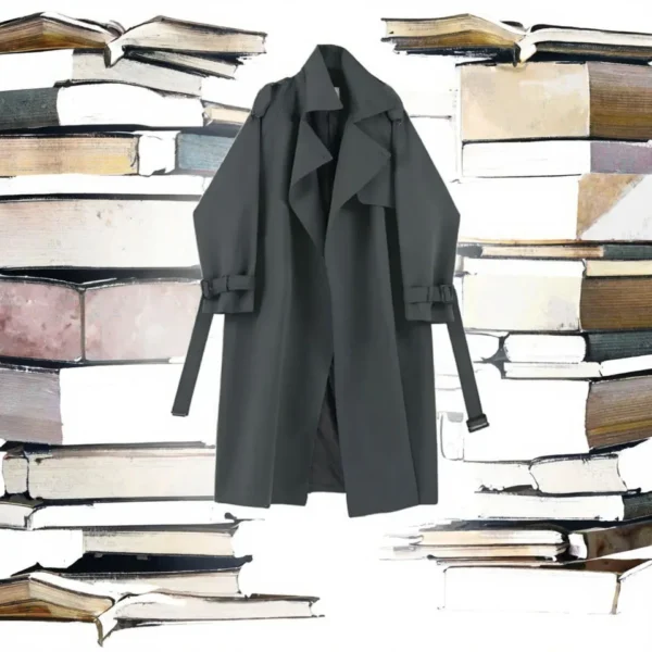 2023 Women's Fashion Snake Skin Utility Trench Coat Long Loose Lapel Zipper product image for private label apparel manufacturing, view 2