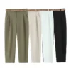 2025 Spring New Women's High Waist Ankle-Length Pleated Pants Wide Leg Crepe 2025 Spring New Women's High Waist Ankle-Length Pleated Pants Wide Leg Crepe image 1