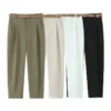 2025 Spring New Women's High Waist Ankle-Length Pleated Pants Wide Leg Crepe 2025 Spring New Women's High Waist Ankle-Length Pleated Pants Wide Leg Crepe image 3