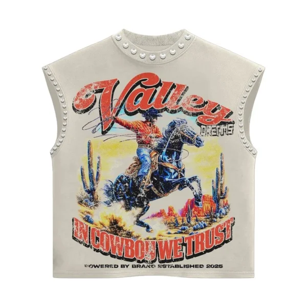 Sleeveless Rhinestone T-Shirt product image for private label streetwear manufacturing