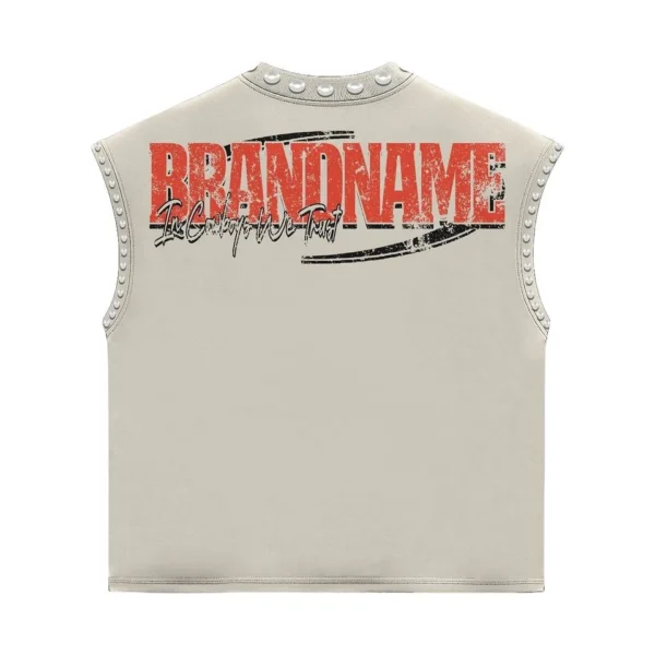 Sleeveless Rhinestone T-Shirt product image for private label streetwear manufacturing, view 2