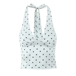 2025 Summer New Fashion Style Women's Slim Backless Polka Dot Printed Halter image 1