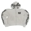 Custom Logo White Heavyweight Streetwear Cropped Embroidery Zip up Sweatpants and Hoodie Custom Logo White Heavyweight Streetwear Cropped Embroidery Zip up Sweatpants and Hoodie image 4
