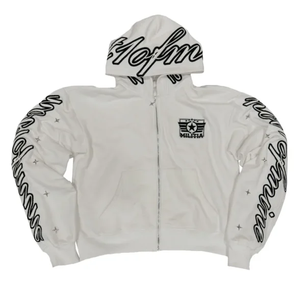Custom Logo White Heavyweight Streetwear Cropped Embroidery Zip up Sweatpants and Hoodie Custom Logo White Heavyweight Streetwear Cropped Embroidery Zip up Sweatpants and Hoodie image 4