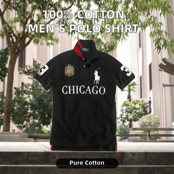 CityTops Men's Short Sleeve Shirts High Quality 100% Cotton Custom Embroidered Logo image 3