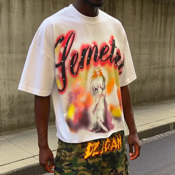 Heavyweight Drop Shoulder Graphic T-Shirt product image for private label streetwear manufacturing