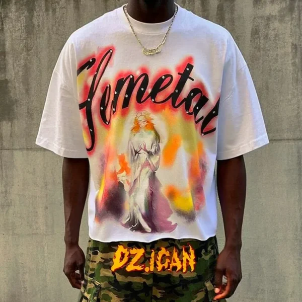 Heavyweight Drop Shoulder Graphic T-Shirt product image for private label streetwear manufacturing, view 2