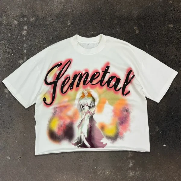 Heavyweight Drop Shoulder Graphic T-Shirt product image for private label streetwear manufacturing, view 3