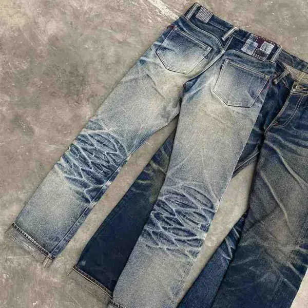 Custom High Quality Vintage Wash Boot Cut Jeans Hip Hop Hip image 3