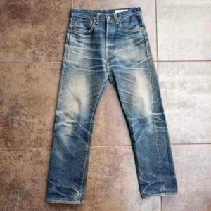 Custom High Quality Vintage Wash Cotton Distressed Raw Indigo Japanese Selvedge Custom High Quality Vintage Wash Cotton Distressed Raw Indigo Japanese Selvedge image 1