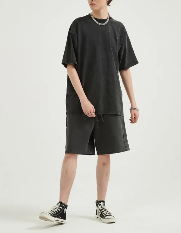 Vintage Wash Embroidered T-Shirt product image for private label streetwear manufacturing, view 3