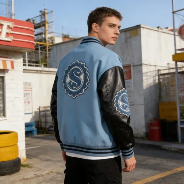 Streetwear Varsity Jacket product image for private label streetwear manufacturing, view 3