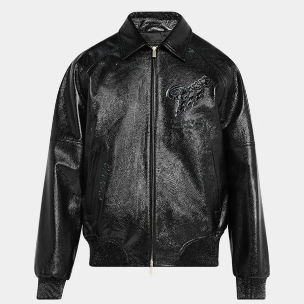 PU Leather Bomber Jacket product image for private label streetwear manufacturing, view 2