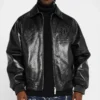 PU Leather Bomber Jacket product image for private label streetwear manufacturing, view 4