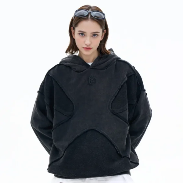 Stonewashed French Terry Hoodie product image for private label streetwear manufacturing, view 2