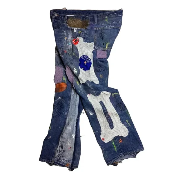 Custom Men's Stonewashed Acid Denim Boyfriend Distressed Streetwear Ripped Hiphop Faded Custom Men's Stonewashed Acid Denim Boyfriend Distressed Streetwear Ripped Hiphop Faded image 4