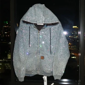 Rhinestone Zip Denim Jacket product image 1