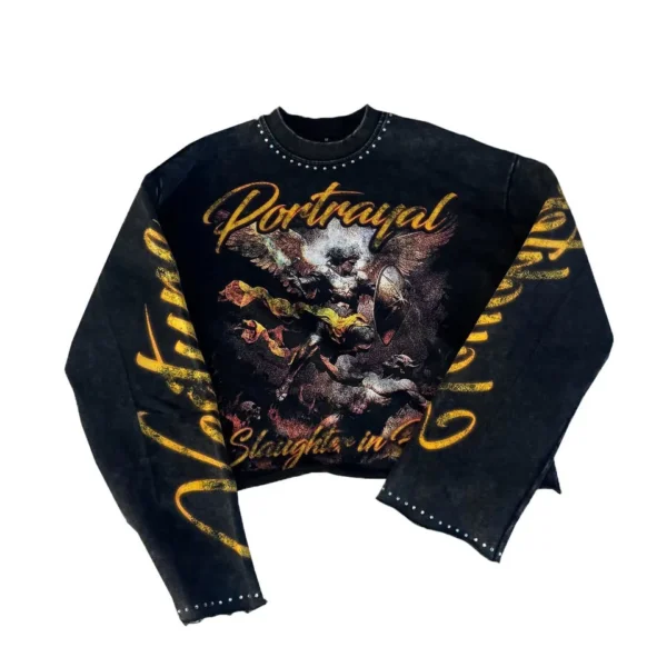 Custom Streetwear Distressed Long Sleeve T-shirt Oversized Acid Wash Graphic Boxy Cropped Custom Streetwear Distressed Long Sleeve T-shirt Oversized Acid Wash Graphic Boxy Cropped image 1