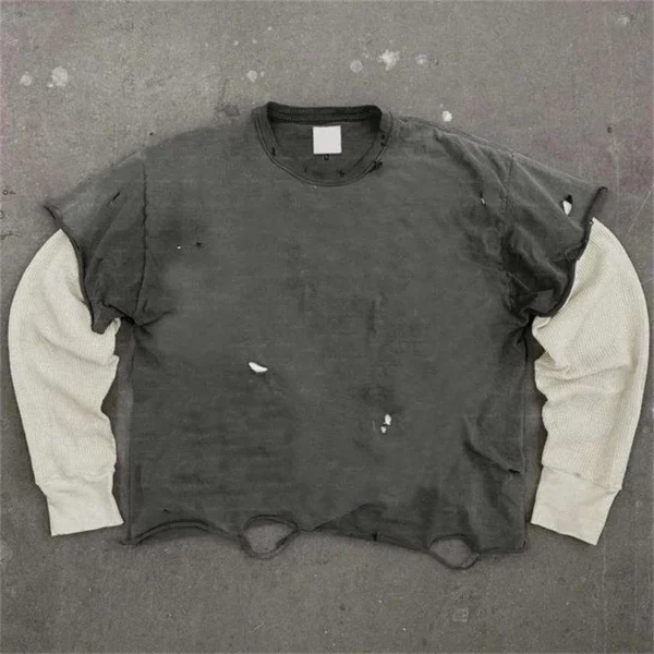 Custom Vintage Distressed Acid Washed Long Sleeve t Shirt Unisex Double Custom Vintage Distressed Acid Washed Long Sleeve t Shirt Unisex Double image 1
