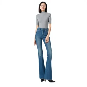 Custom Women's Straight High Waist Jeans Denim Pants Breathable Quick Dry Casual image 1