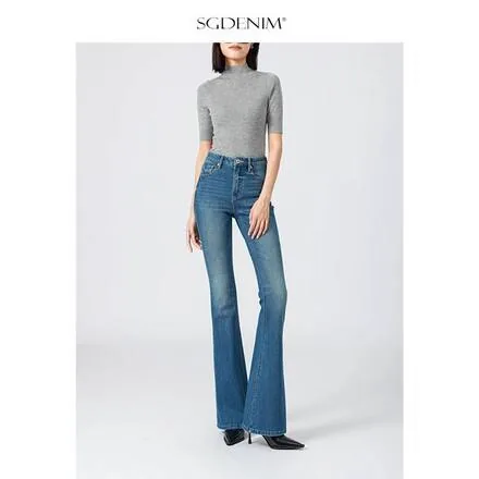 Custom Women's Straight High Waist Jeans Denim Pants Breathable Quick Dry Casual image 2