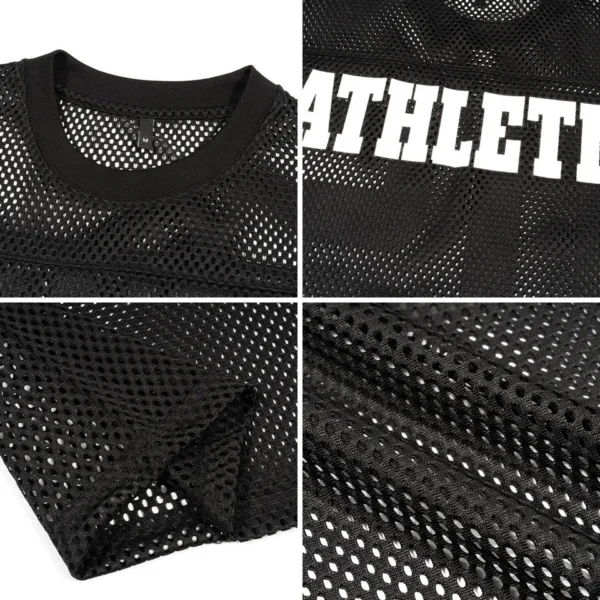Customized Summer 100% Polyester Mesh Hollow Design Rugby Jersey Digitally Printed Sports product image for private label apparel manufacturing, view 4