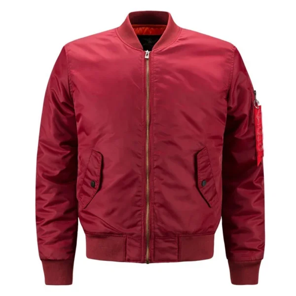 Blank Zip Up Bomber Jacket product image for private label streetwear manufacturing, view 4