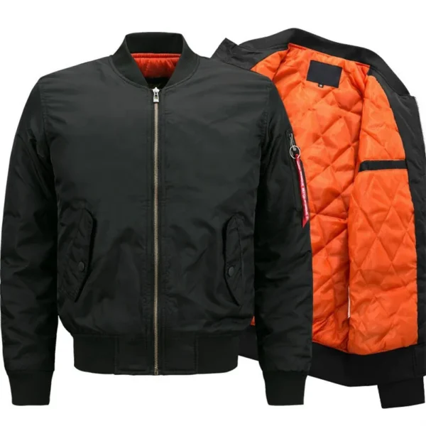 Blank Zip Up Bomber Jacket product image for private label streetwear manufacturing, view 5