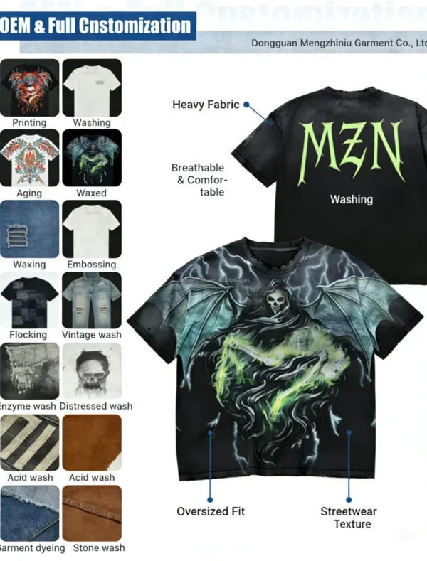 Designs Custom Men's Streetwear with Vintage Distressed Stone-washed Print T-shirts Made Designs Custom Men's Streetwear with Vintage Distressed Stone-washed Print T-shirts Made image 5