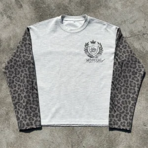Wholesale Drop Shoulder Oversized Boxy Fit T-Shirts Vintage Leopard Printed Waffle Tshirt Wholesale Drop Shoulder Oversized Boxy Fit T-Shirts Vintage Leopard Printed Waffle Tshirt image 1