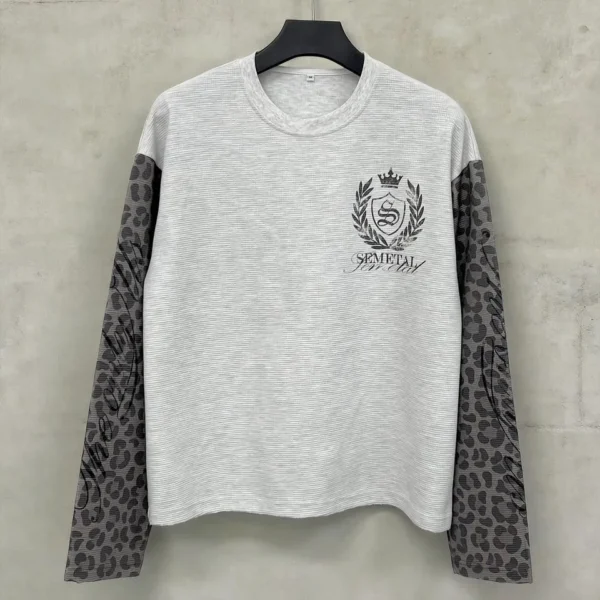 Wholesale Drop Shoulder Oversized Boxy Fit T-Shirts Vintage Leopard Printed Waffle Tshirt Wholesale Drop Shoulder Oversized Boxy Fit T-Shirts Vintage Leopard Printed Waffle Tshirt image 3