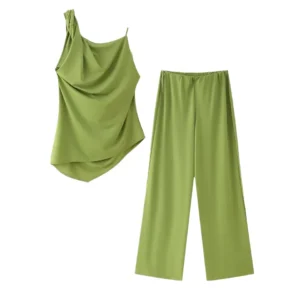 Elastico Casual Autumn Style Mid Waist Breathable Garment Dyed Straight 100% Polyester image 1
