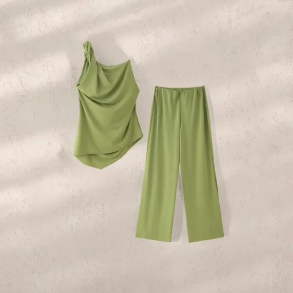 Elastico Casual Autumn Style Mid Waist Breathable Garment Dyed Straight 100% Polyester image 2