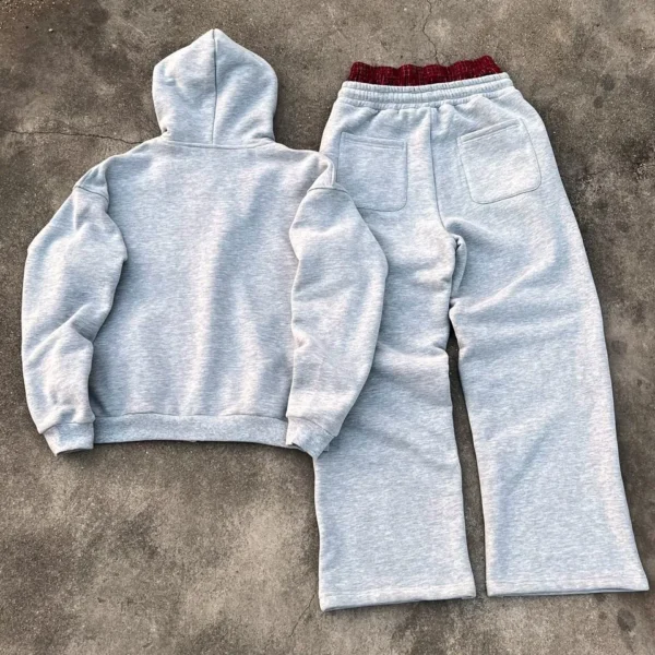 Wholesale Embroidered Jogger Sweatsuits Double Waisted Sweatpants and Hoodies Set Custom Oversized Wholesale Embroidered Jogger Sweatsuits Double Waisted Sweatpants and Hoodies Set Custom Oversized image 2