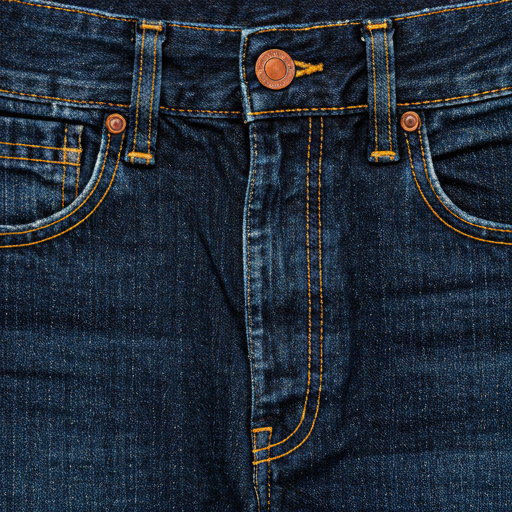 Denim fabric, rivets, and contrast stitching for custom denim production