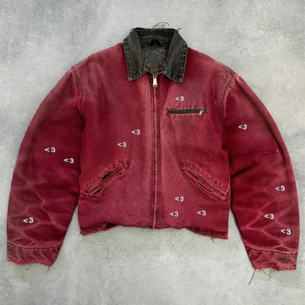 Fashion 2025 Oversized French Men's Jacket 500g Acid-Washed Denim Vintage Patchwork Fashion 2025 Oversized French Men's Jacket 500g Acid-Washed Denim Vintage Patchwork image 4