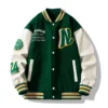 Fashion Green Puffer Mens Patchwork Jacket Embroidered Baseball Letterman Varsity Bomber Jackets Fashion Green Puffer Mens Patchwork Jacket Embroidered Baseball Letterman Varsity Bomber Jackets image 1