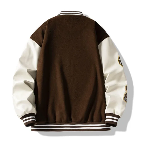 Fashion Green Puffer Mens Patchwork Jacket Embroidered Baseball Letterman Varsity Bomber Jackets Fashion Green Puffer Mens Patchwork Jacket Embroidered Baseball Letterman Varsity Bomber Jackets image 3