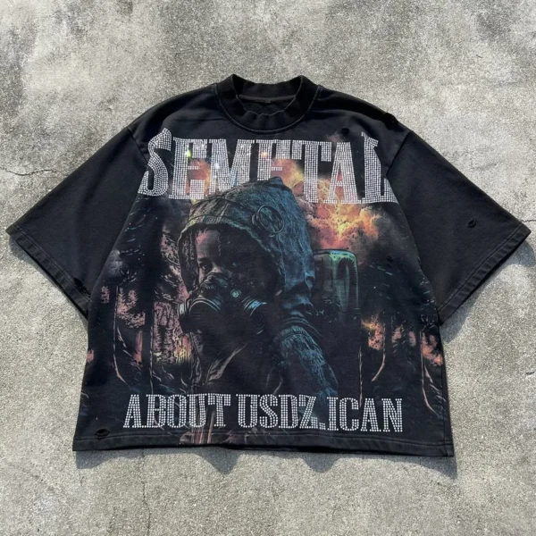 Wholesale Graphic Distressed Acid Wash Boxy T Shirts for Men Luxury Printed Wholesale Graphic Distressed Acid Wash Boxy T Shirts for Men Luxury Printed image 3