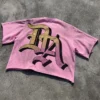 Heavyweight Cotton Boxy Cropped T-Shirts Custom Graphic Rhinestone Oversized Shirt Vintage Distressed Heavyweight Cotton Boxy Cropped T-Shirts Custom Graphic Rhinestone Oversized Shirt Vintage Distressed image 2