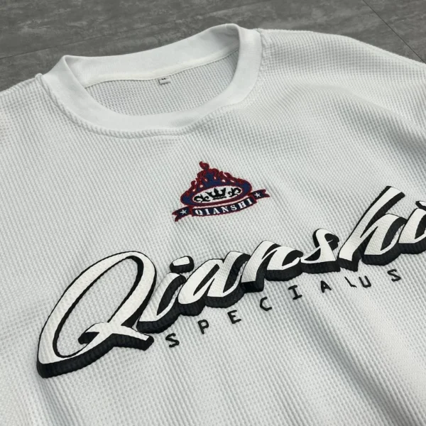 Puff Print Oversized Waffle T-Shirt image 04 | StitchQuote Puff Print Oversized Waffle T-Shirt product image for private label streetwear manufacturing, view 4