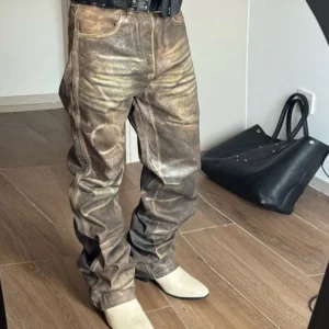 High Quality Vintage Fashion Custom OEM ODM Stonewashed Denim Straight Tube High Quality Vintage Fashion Custom OEM ODM Stonewashed Denim Straight Tube image 1
