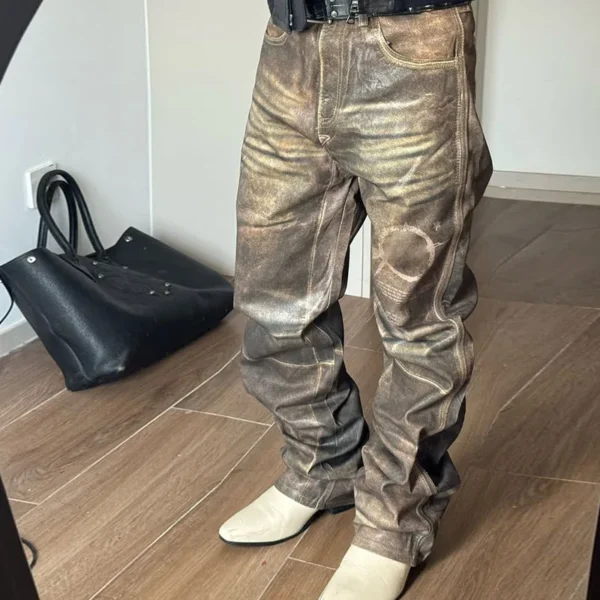 High Quality Vintage Fashion Custom OEM ODM Stonewashed Denim Straight Tube High Quality Vintage Fashion Custom OEM ODM Stonewashed Denim Straight Tube image 4