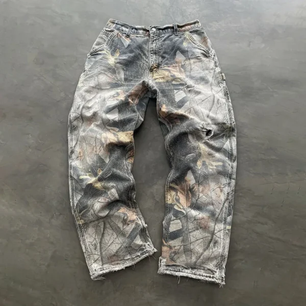 Printed Patchwork Denim Pants | StitchQuote image 01 Printed Patchwork Denim Pants product image 1