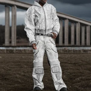 Manufacturers' High Quality Men's Cargo Tracksuit Screen Print Streetwear Leather Stacked Manufacturers' High Quality Men's Cargo Tracksuit Screen Print Streetwear Leather Stacked image 1
