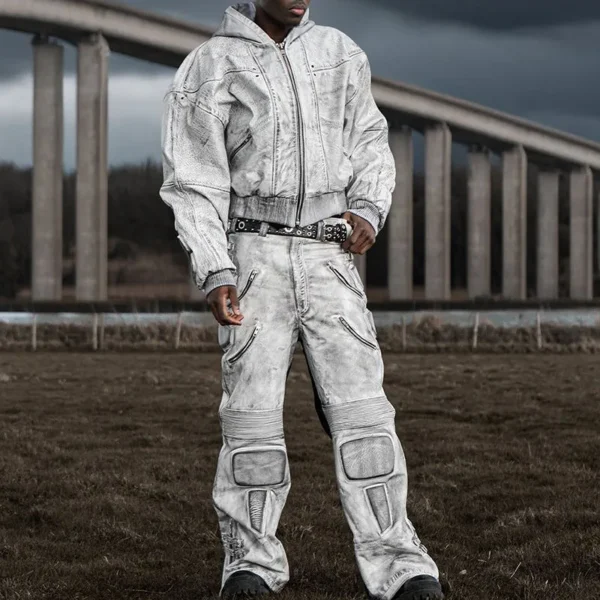 Manufacturers' High Quality Men's Cargo Tracksuit Screen Print Streetwear Leather Stacked image 1