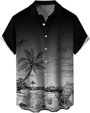 Men's Casual Short-Sleeved Anti-Wrinkle Printed V-neck Broadcloth 100% Polyester Shirt Breathable Knitted Men's Casual Short-Sleeved Anti-Wrinkle Printed V-neck Broadcloth 100% Polyester Shirt Breathable Knitted image 1