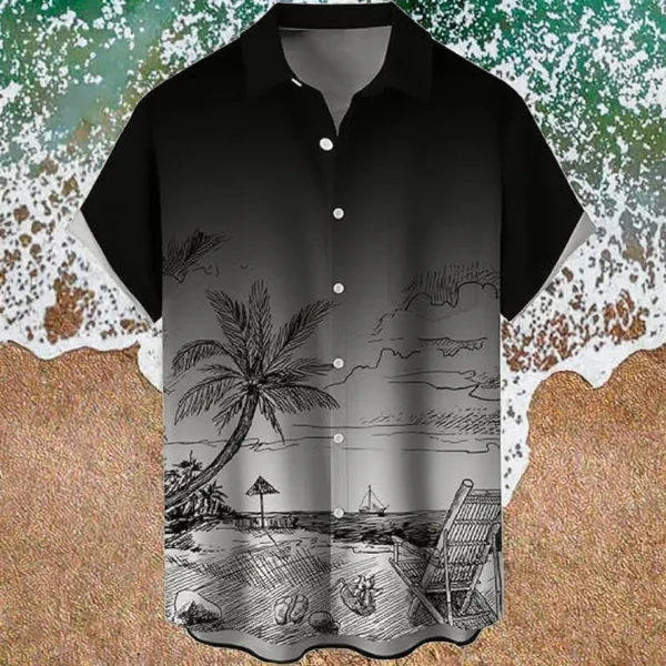 Men's Casual Short-Sleeved Anti-Wrinkle Printed V-neck Broadcloth 100% Polyester Shirt Breathable Knitted Men's Casual Short-Sleeved Anti-Wrinkle Printed V-neck Broadcloth 100% Polyester Shirt Breathable Knitted image 3