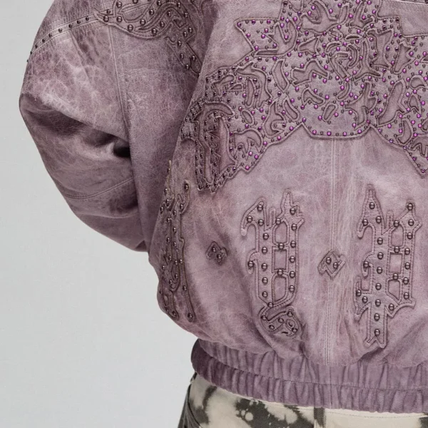 Genuine Leather Varsity Jacket product image for private label streetwear manufacturing, view 4